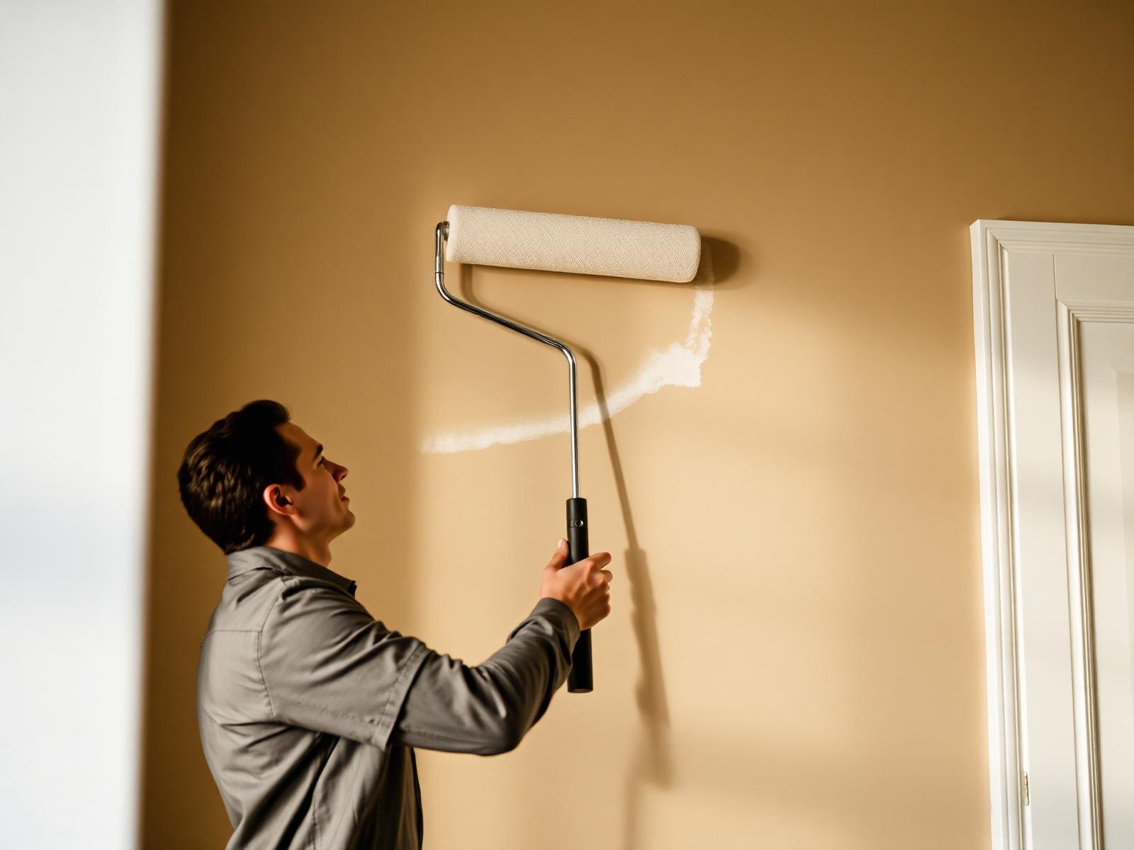 Maler bei der Arbeit an einer Innenwand